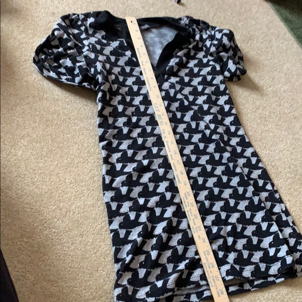 Small tunic black gray silver with bird pattern